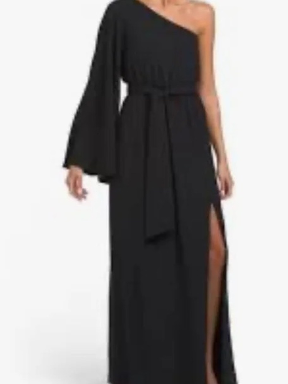 One-Shoulder Black Maxi Dress with Side Slit - TRINA TURK - NWT